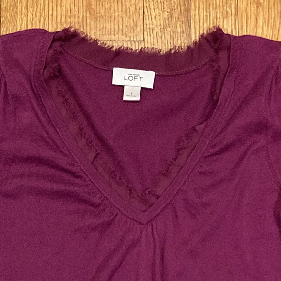 Loft 100% Pima Cotton Purple V-neck Sweater Size Small - Picture 2 of 9